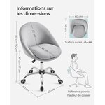 Chaise de bureau fauteuil pivotant siège confort rembourrage en mousse réglable en hauteur pour bureau chambre salle de réunion gris 12_0004869