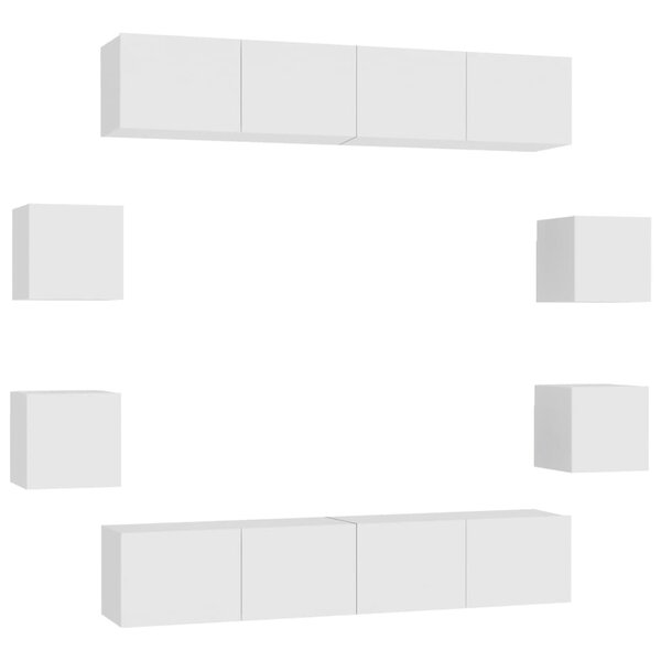vidaXL Ensemble de meubles TV 8 Pièces Blanc Bois d'ingénierie