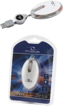 Souris Filaire rétractable Esperanza Titanum Elver 3D TM112K (Blanc)