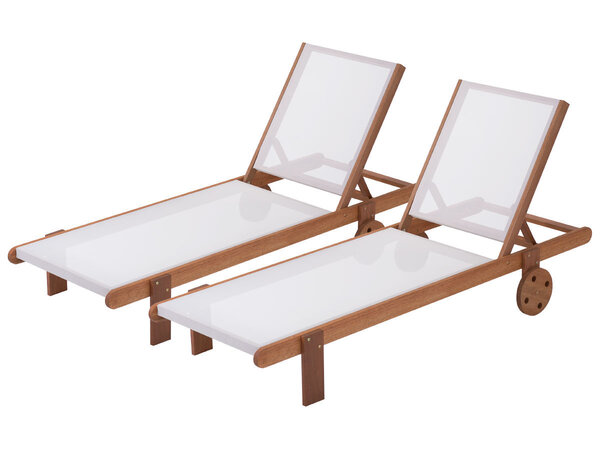 Bain de soleil en bois exotique "Saïgon" - Maple - Ecru - Lot de 2