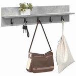 vidaXL Porte-manteau mural avec étagère Gris béton 80 x 10.5 x 18 cm