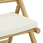 vidaXL Ensemble de bistro pliante 3 Pièces et coussins blanc crème bambou