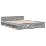 vidaXL Cadre de lit avec tiroirs sans matelas sonoma gris 135x190 cm