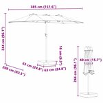 vidaXL Parasol de jardin Anthracite 385 x 209 x 244 cm tissu
