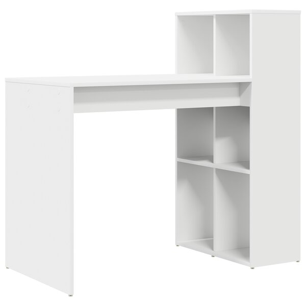 vidaXL Bureau d'écriture Blanc Bois d'ingénierie Moyen Rangements
