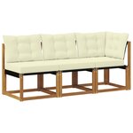 vidaXL Canapé d’extérieur milieu et coin avec coussin 3 Pièce Naturel