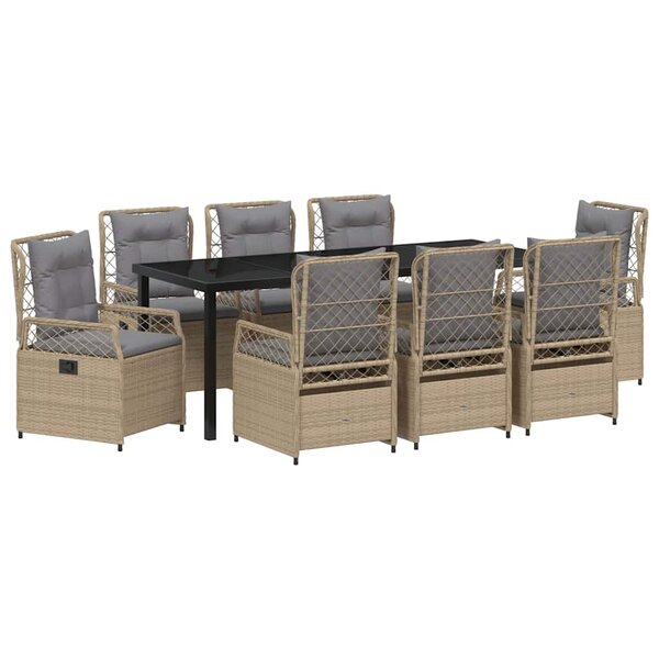 vidaXL Ensemble de salle à manger pour jardin 9 pc Beige et Gris clair