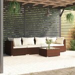 vidaXL Salon de jardin 5 Pièces avec coussins résine tressée marron