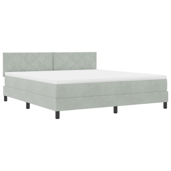 vidaXL Lit à Ressorts avec Matelas et Lumière LED Gris Clair 180x200 cm Velours