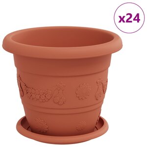 vidaXL Pots de plantes 24 Pièces Rouge brique Ø 26 x 21.5 cm Plastique
