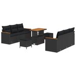 vidaXL Ensemble de canapé de jardin 9 Pièces Noir polyrotin