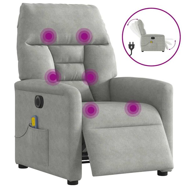 vidaXL Fauteuil inclinable de massage électrique gris clair