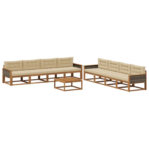 vidaXL Ensemble de canapés d'extérieur 9 Pièces Naturel et Beige