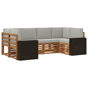 vidaXL Ensemble de canapé d'angle 6 Pièces Naturel et gris clair