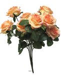 Bouquet de rose paris artificielle  10 têtes  h42cm rose saumon - best - couleur: rose saumon