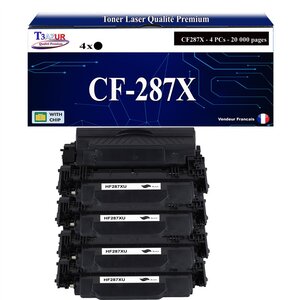 T3AZUR - 4x Toners compatibles avec HP CF287X (87X) pour HP LaserJet Pro M501  M501dn  M501n