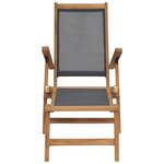 vidaXL Chaise de terrasse avec repose-pied Bois de teck solide Noir