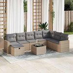 vidaXL Salon de jardin avec coussins 9 Pièces beige résine tressée