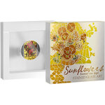 Pièce de monnaie en Argent 10 Cedis g 62.2 (2 oz) Millésime 2022 Stained Glass Art SUNFLOWERS