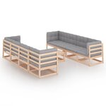 vidaXL Salon de jardin 9 Pièces avec coussins Bois de pin massif