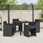 vidaXL Ensemble de salle à manger pour jardin 5 Pièces Noir polyrotin