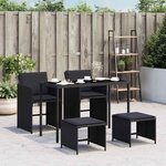 vidaXL Ensemble à manger de jardin coussins 5Pièces Noir Résine tressée