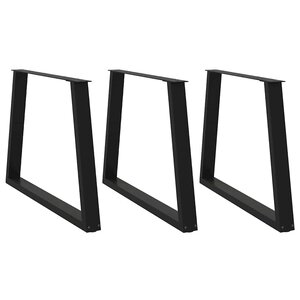 vidaXL Pieds de table à manger en V 3 pièces Noir 90 x (72-73 3) cm Acier