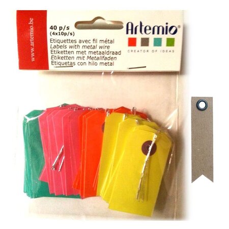 Mini étiquettes Kraft couleur + 20 étiquettes kraft Fanion