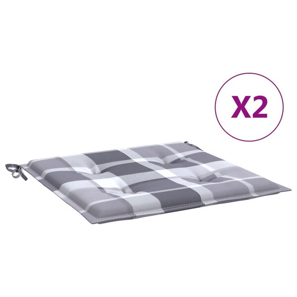 vidaXL Coussins de chaise de jardin 2 Pièces carreaux gris 50x50x3 cm