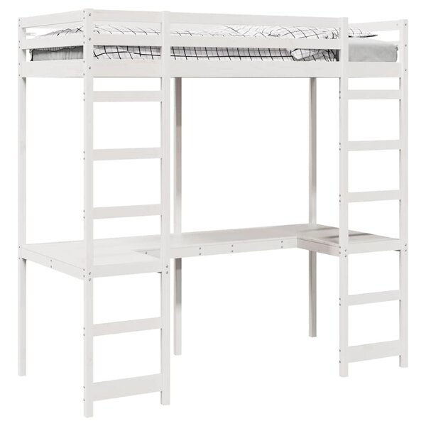 vidaXL Cadre de lit mezzanine Blanc 90 x 200 cm Pin massif
