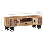 Vidaxl meuble tv avec roues 110x30x37 cm bois de récupération massif