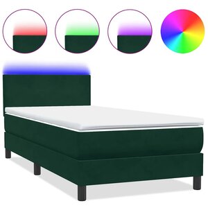 vidaXL Sommier à lattes de lit et matelas et LED vert foncé 80x220 cm velours