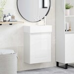 vidaXL Meuble de salle de bain avec robinet Blanc brillant
