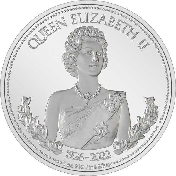 Monnaie en argent 2 dollars g 31.1 (1 oz) millésime 2022 queen elizabeth ii