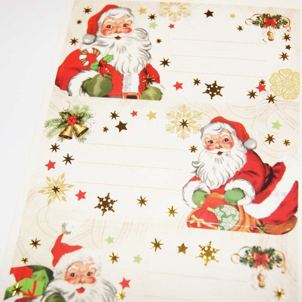 12 étiquettes cadeaux de Noël - Père Noël traditionnel