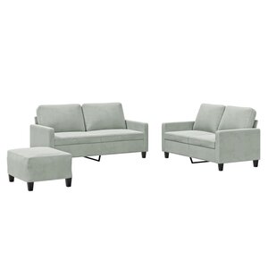 vidaXL Ensemble de canapés 3 Pièces avec coussins Gris clair Velours