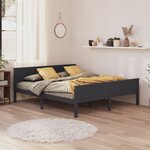 vidaXL Cadre de lit Gris Bois de pin massif 180x200 cm