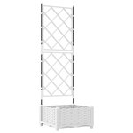 vidaXL Jardinière avec treillis blanche 40x40x125 5 cm