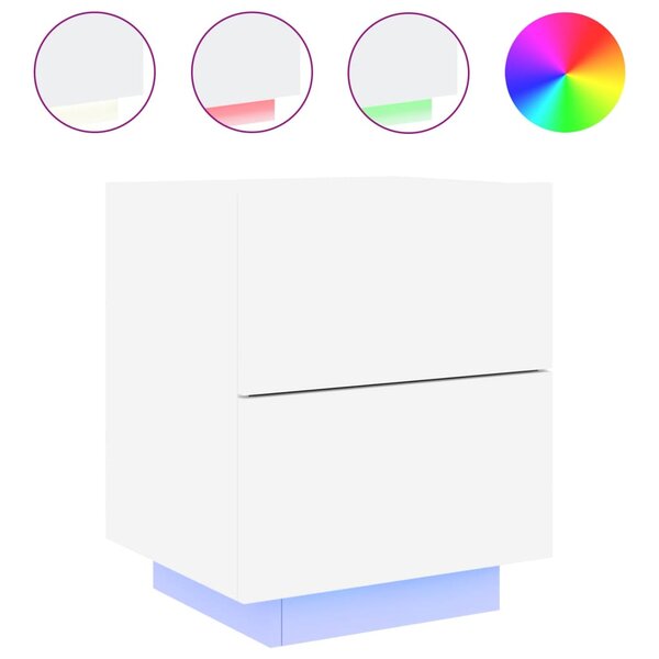 vidaXL Armoire de chevet avec lumières LED blanc bois d'ingénierie