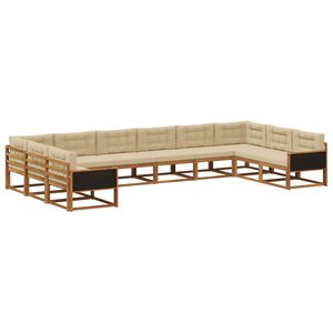 vidaXL Ensemble de canapés d'extérieur 10 Pièces Naturel et Beige