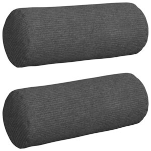 vidaXL Coussins d'accent 2 Pièces Gris foncé Ø 15 x 40 cm