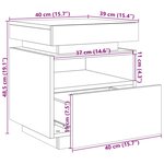 vidaXL Armoire de chevet avec lumières LED vieux bois 40x39x48 5 cm