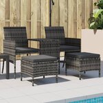 vidaXL Canapé de jardin 2 places avec table et tabourets gris rotin