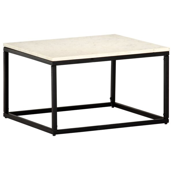 vidaXL Table basse Blanc 60x60x35 cm Pierre véritable texture marbre