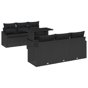 vidaXL Ensemble de canapé de jardin 7 Pièces Noir Poly rotin