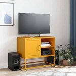 vidaXL Meuble TV jaune moutarde 68x39x60 5 cm acier