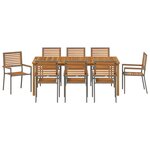 vidaXL Ensemble de salle à manger pour jardin 9 Pièces Gris