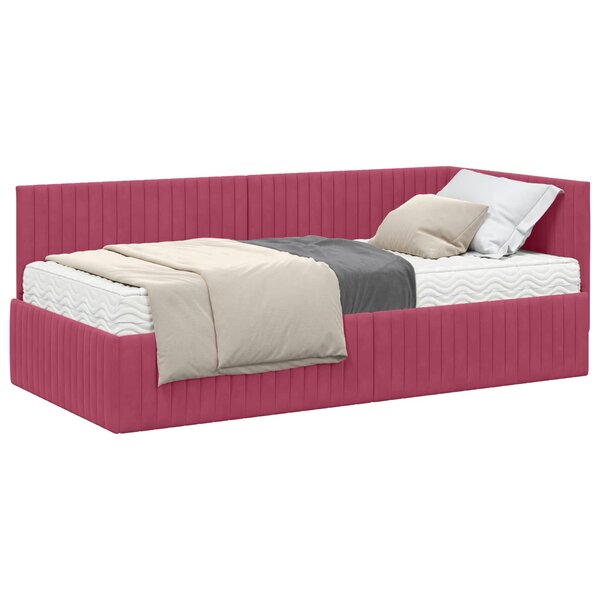 vidaXL Cadre de lit d'angle avec matelas 2 Pièces Vert Velours