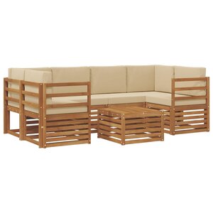 vidaXL Ensemble de canapés d'extérieur 7 pc Naturel et Beige