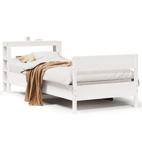 vidaXL Cadre de lit sans matelas blanc 75x190 cm bois de pin massif